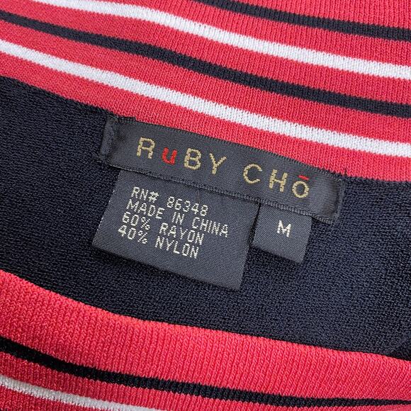 Vintage Ruby Cho Womens Size M One Sleeve Stipe Detail Knit Top - Picture 7 of 7